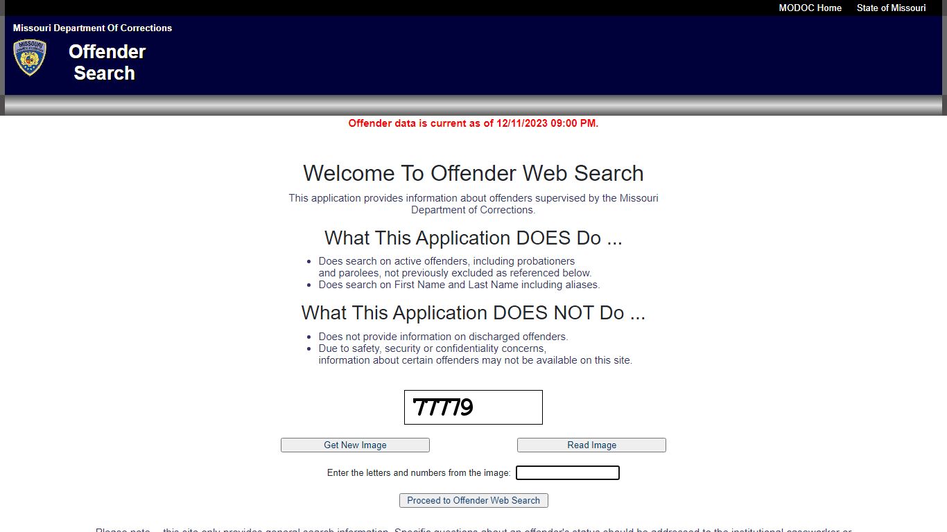 MODOC Offender Search - Missouri