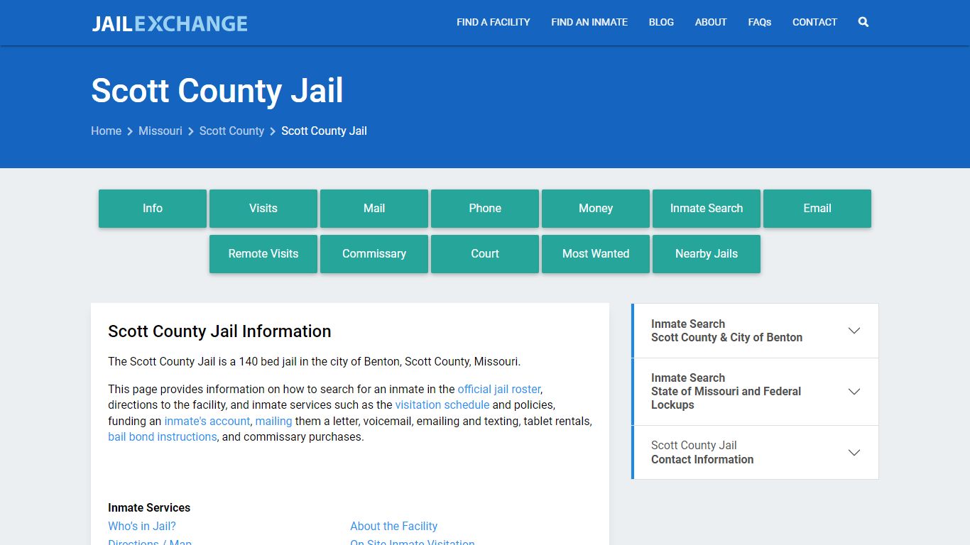 Scott County Jail, MO Inmate Search, Information